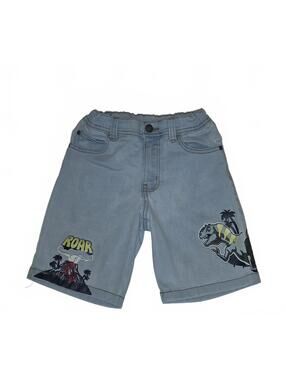 Kids Light Blue Denim Shorts with Dinosaur Prints